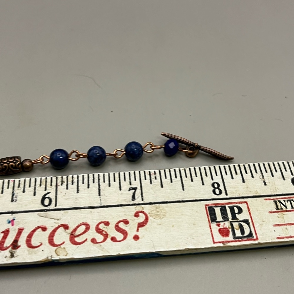 Blue and Copper Handmade Essential Oil Beaded Bracelet - Picture 3 of 3
